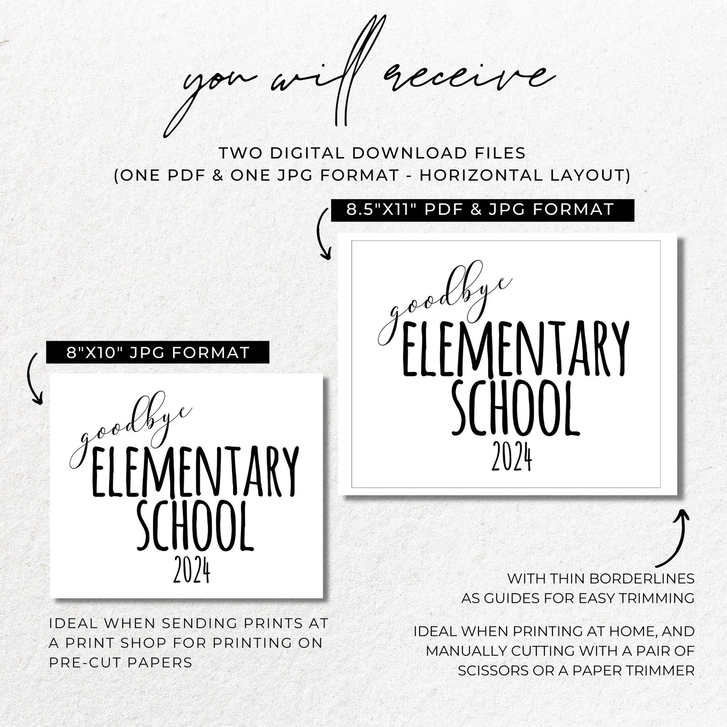 Goodbye Elementary School Sign Printable 8x10