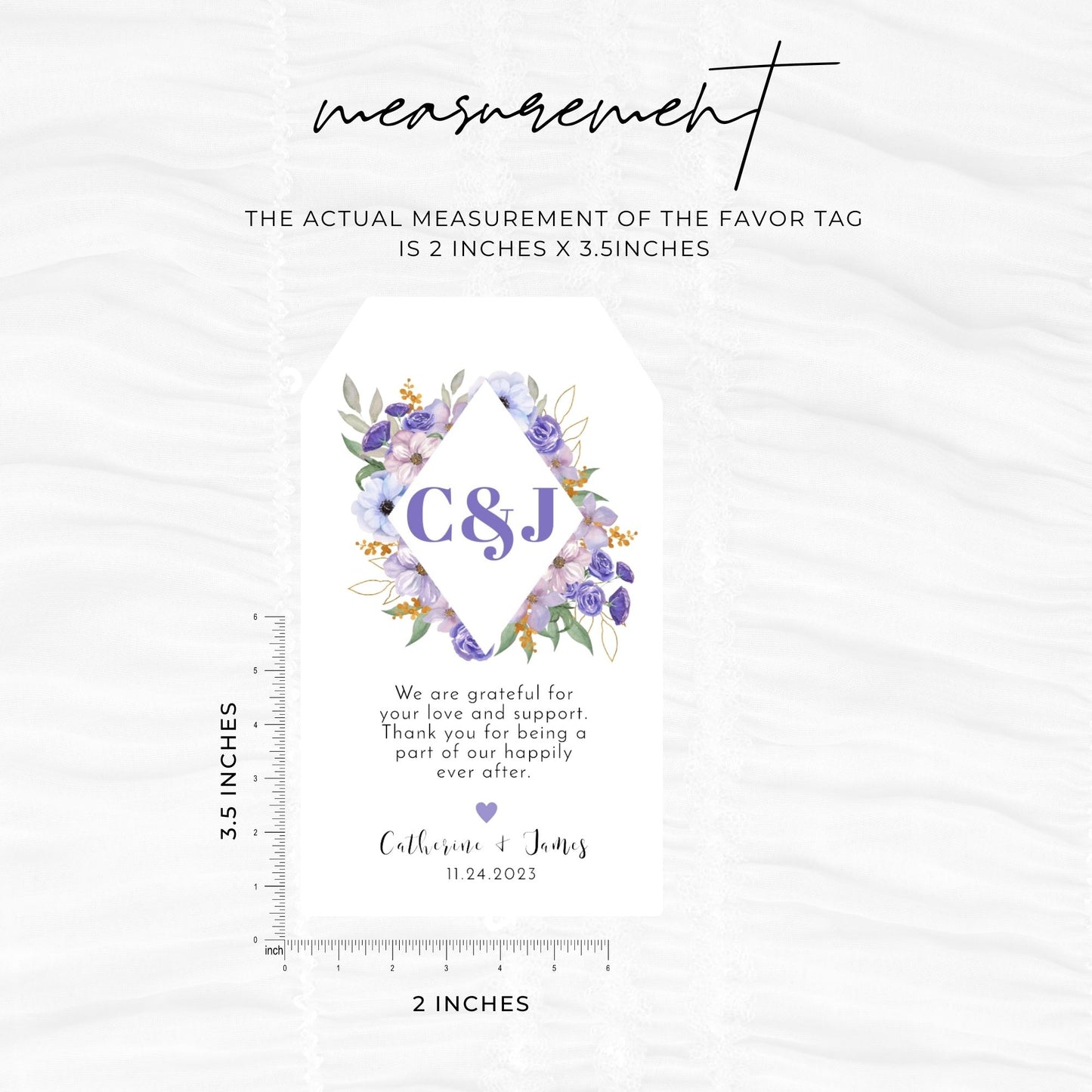 Purple Floral Thank you Tag Template