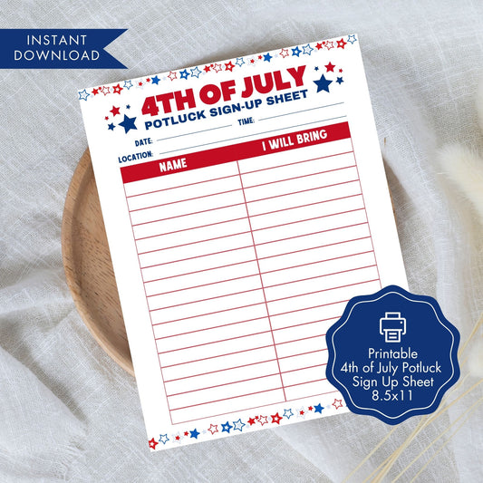 Potluck Sign Up Sheet Printable PDF and JPG Template Party Food Planner Office Event Sign Up Form Instant Download Meal Sheet