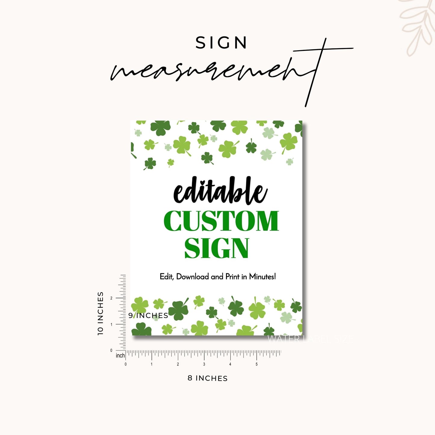 St. Patrick's Day Editable Custom Sign Template 8x10