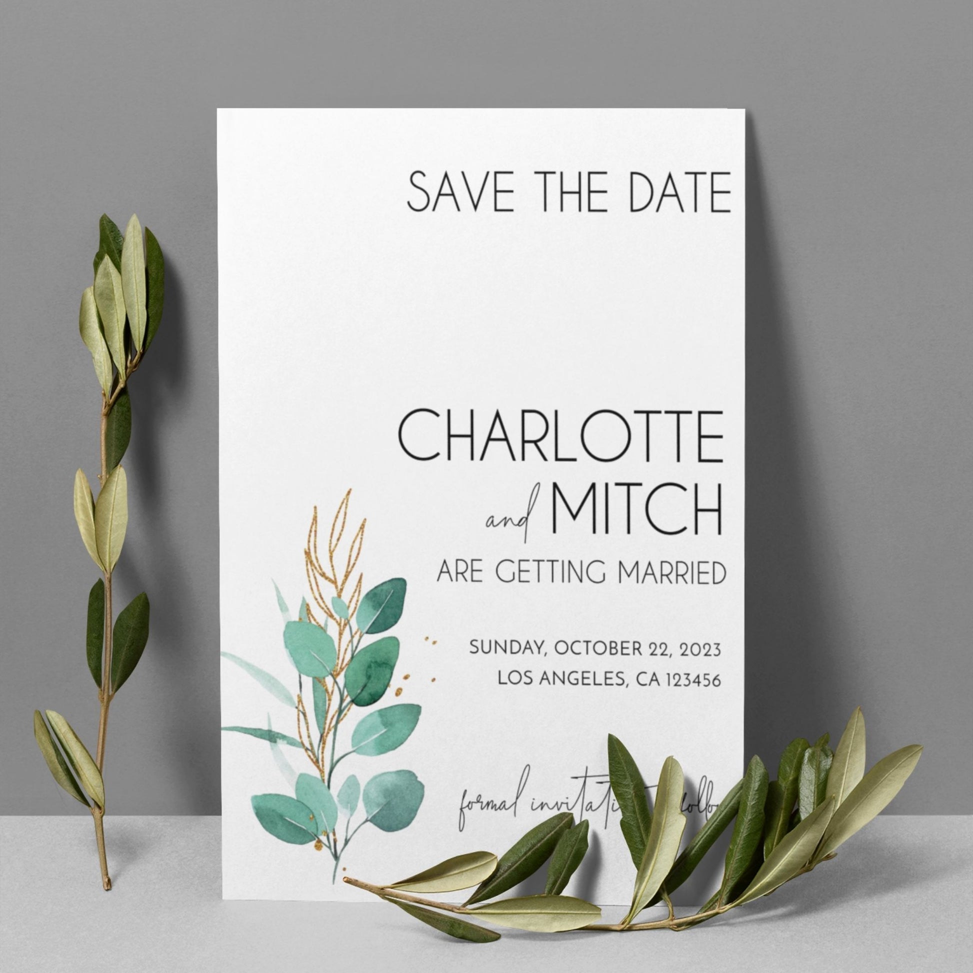 Greenery Save the Date Invitation Template
