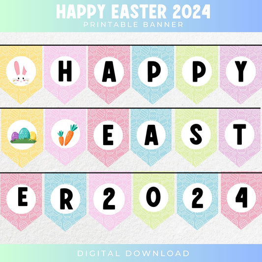 Happy Easter 2024 Printable Banner
