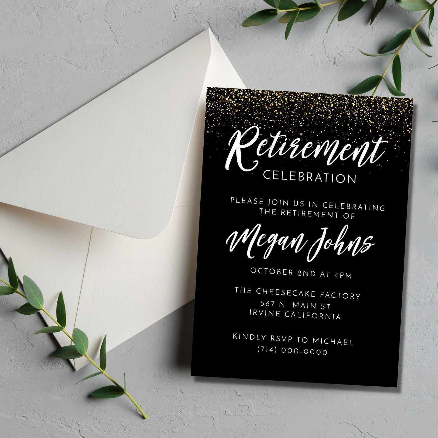 Retirement Invitation Template - Black and Gold