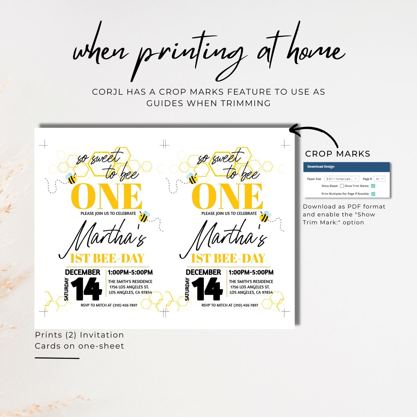 So Sweet to bee One First Birthday Invitation Template