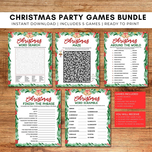 Christmas Games Printable 8.5x11 PDF Bundle
