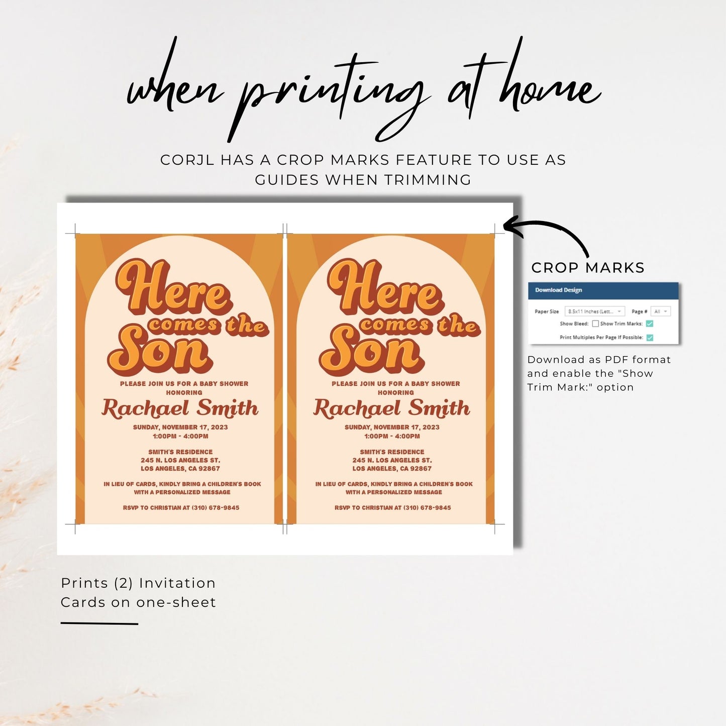 Here Comes the Son Baby Shower Invitation 5x7