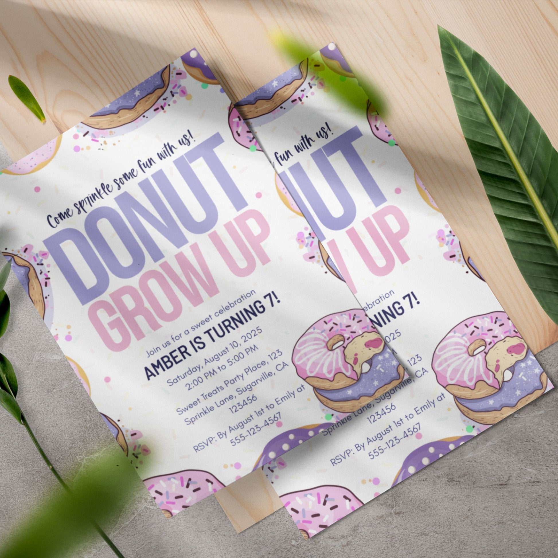 Donut Birthday Invitation Editable Donut Grow Up Party Invite Corjl Template Instant Download