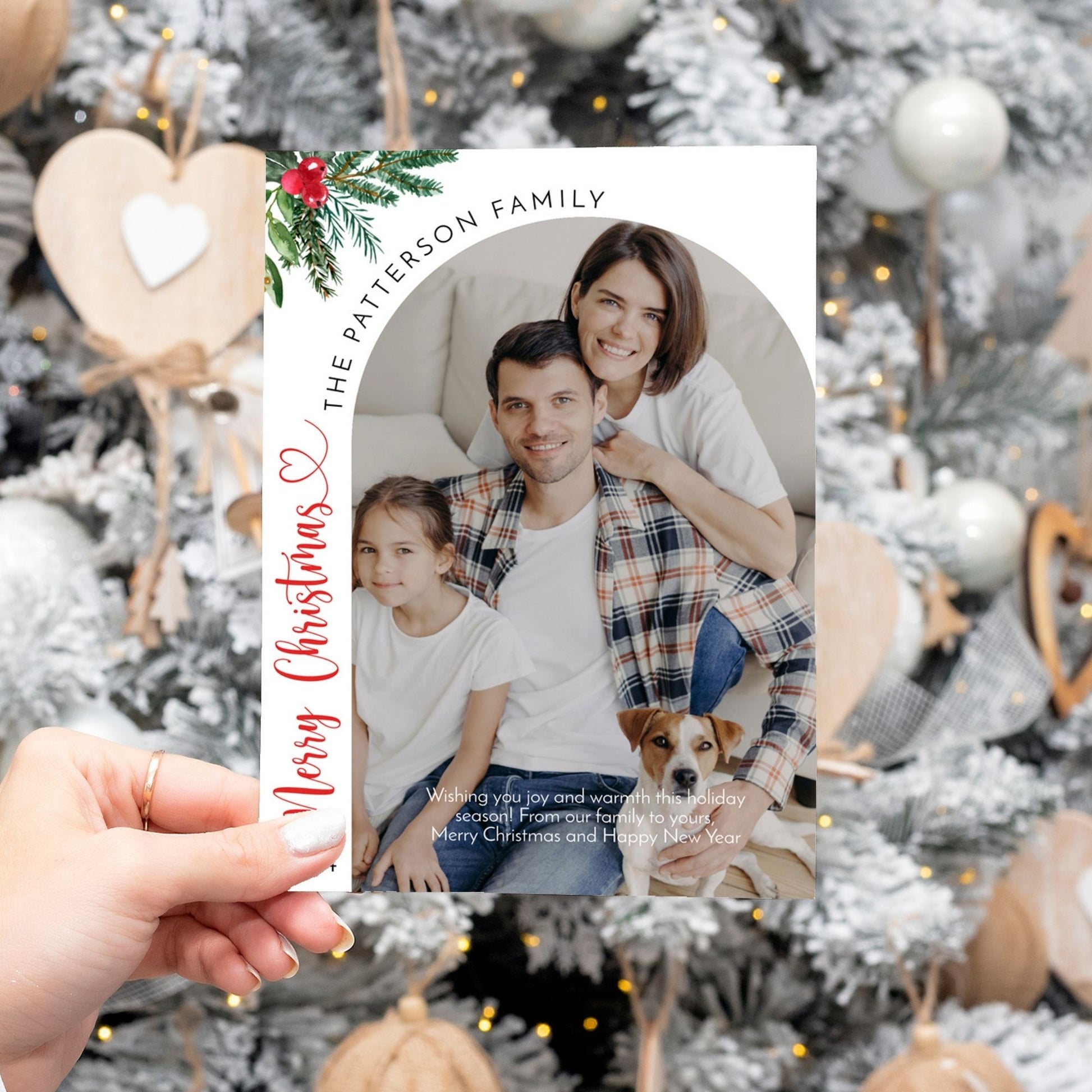 Editable Christmas Photo Card | Merry Christmas 2024 | Personalized Holiday Card | Customizable Family Photo Template | 5x7 Digital Download in Corjl