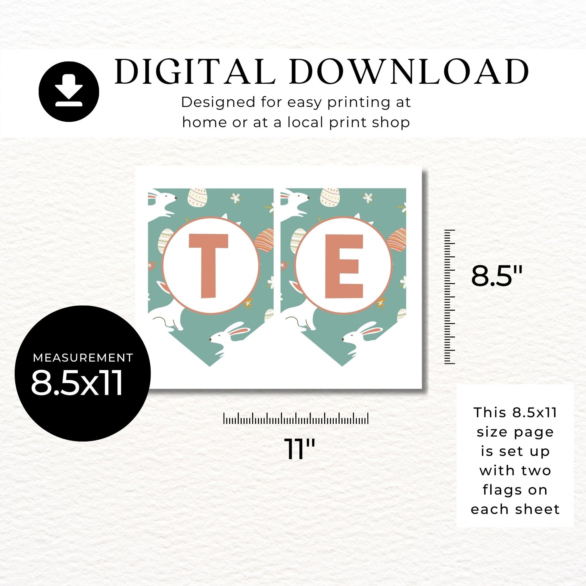 Digital download for 8.5x11 paper with banner flags design