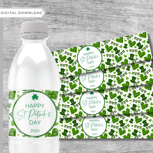 Happy St. Patrick's Day Printable Water Bottle Label 2024