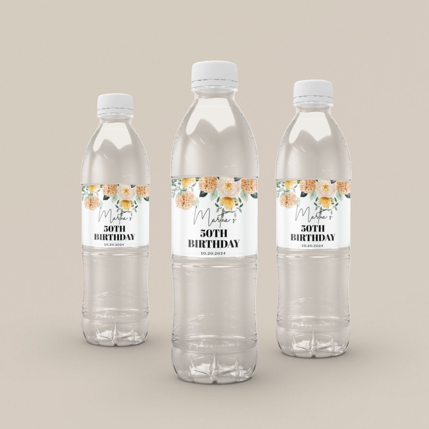50TH Birthday Water Bottle Label Template
