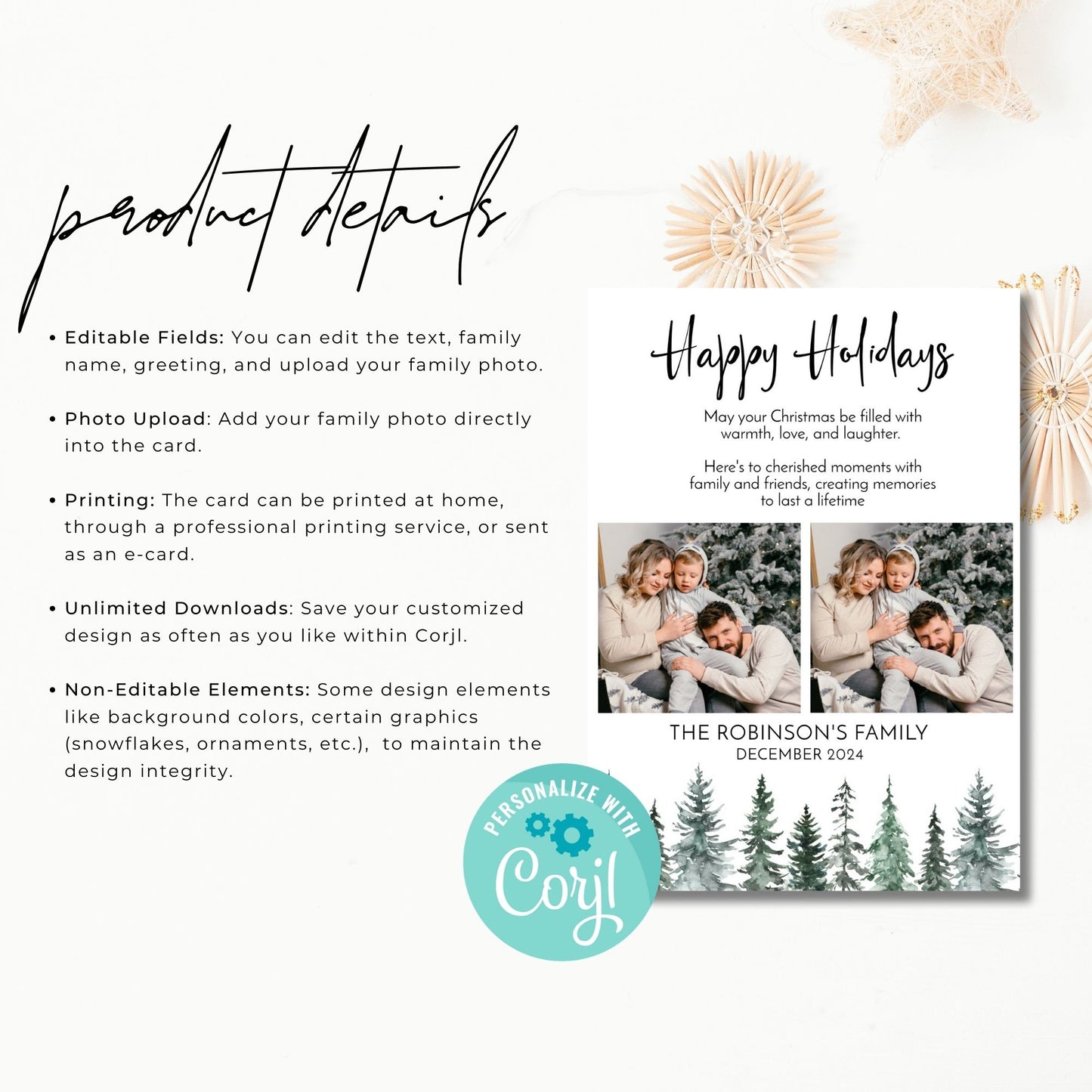 Editable Family Christmas Photo Card