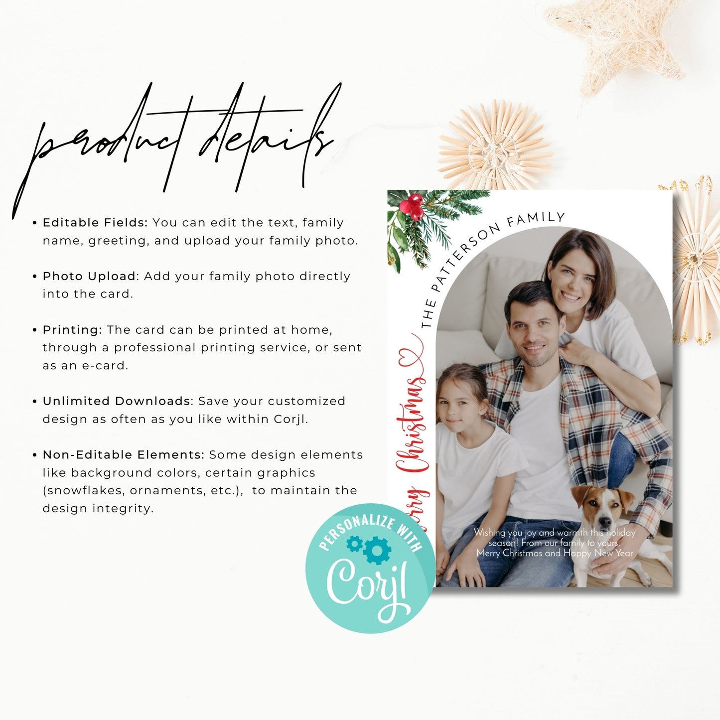 Personalized Holiday Photo Card Template 2024