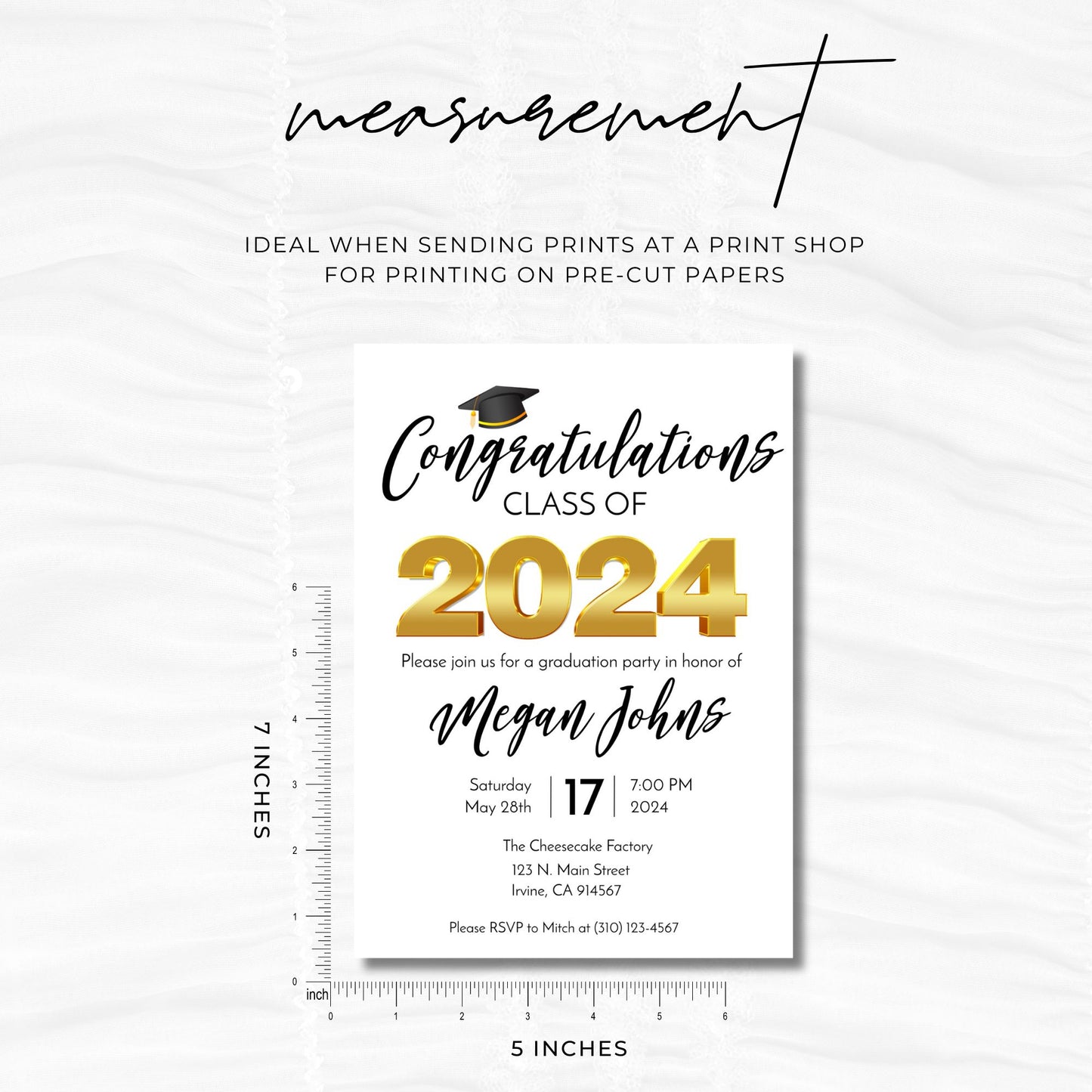 Class of 2024 Graduation Invitation Template - Gold and Black