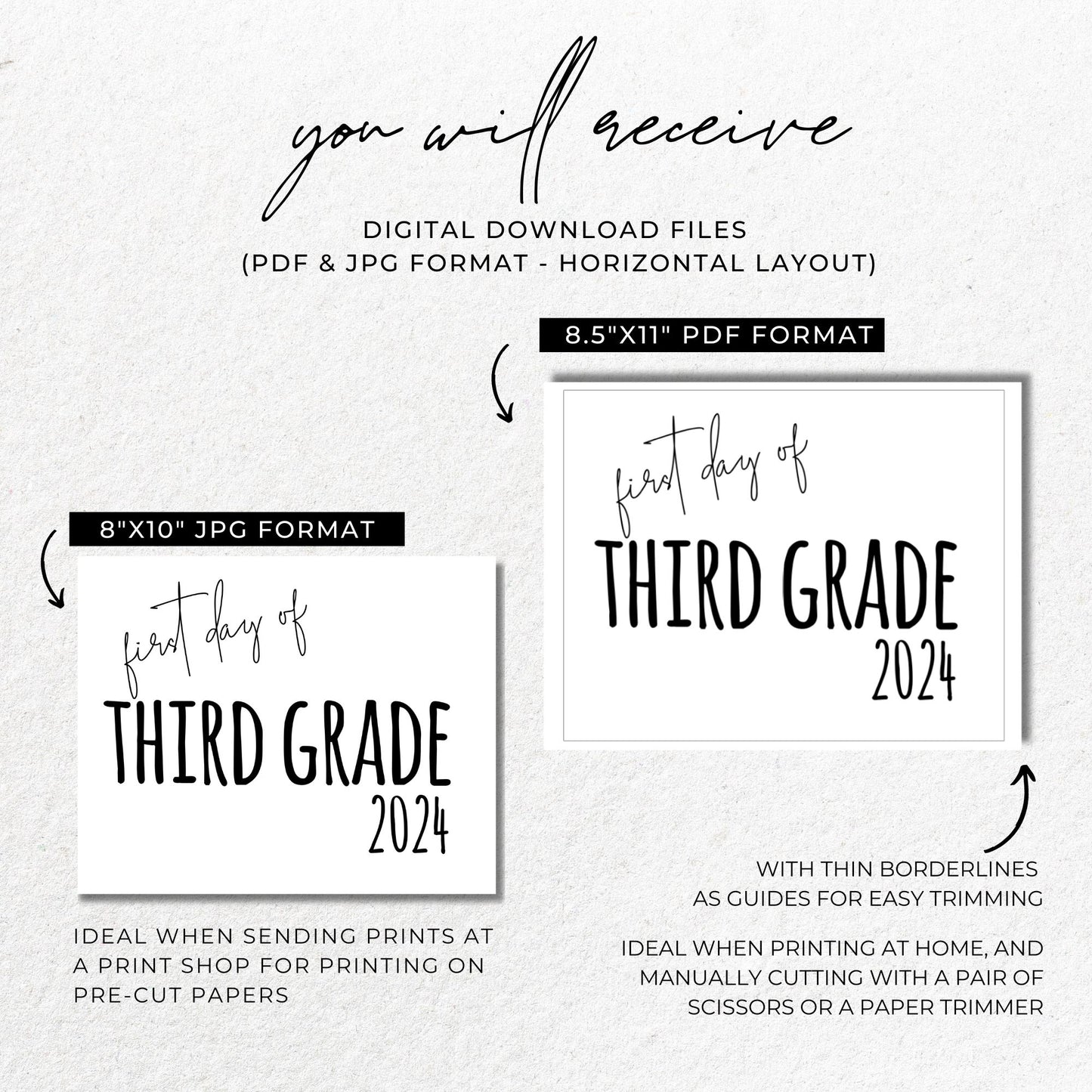 First Day of Third Grade 2024 Printable Sign