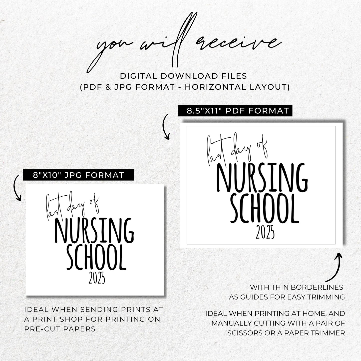 Last Day of Nursing School 2025 Printable Sign 8x10