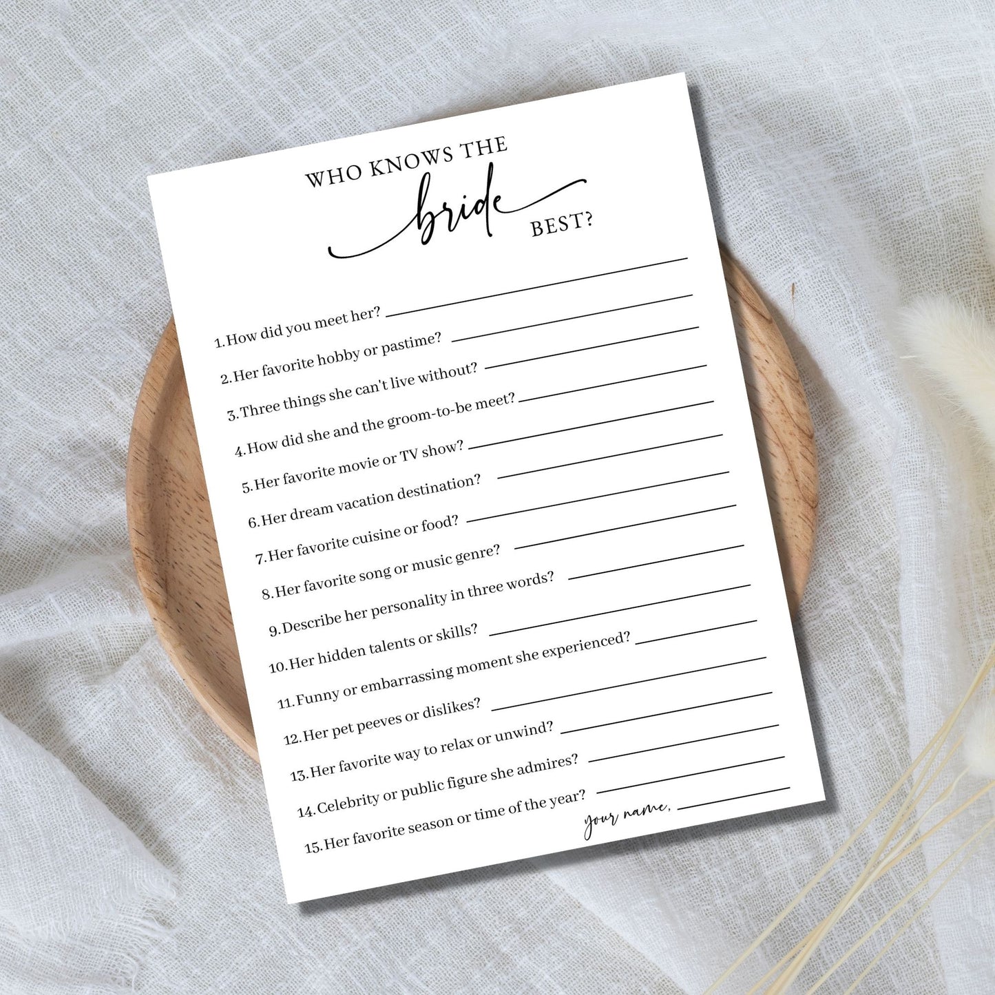 Who Knows the Bride Best Bridal Shower Game