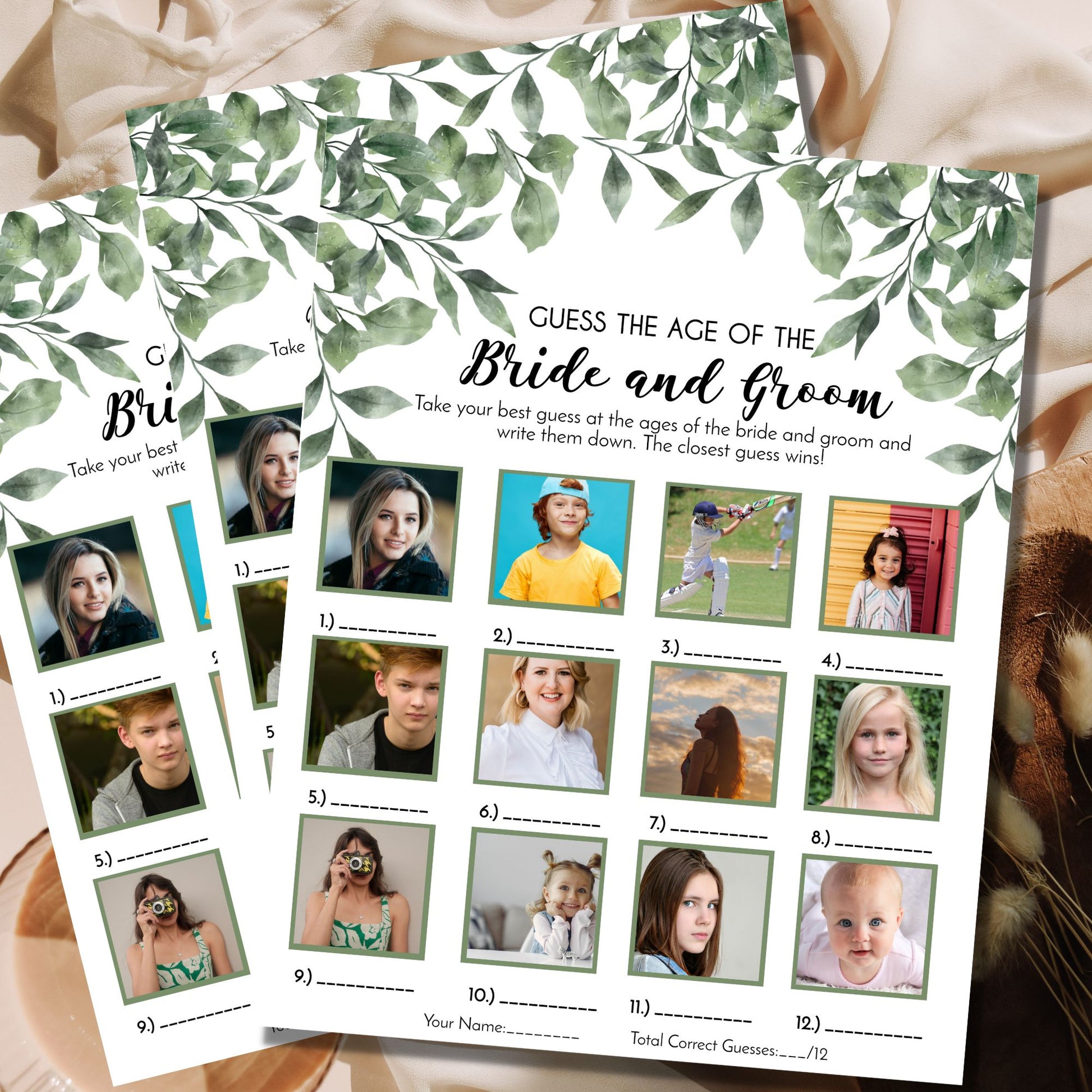 Guess the Age of the Bride and Groom Wedding Game Template