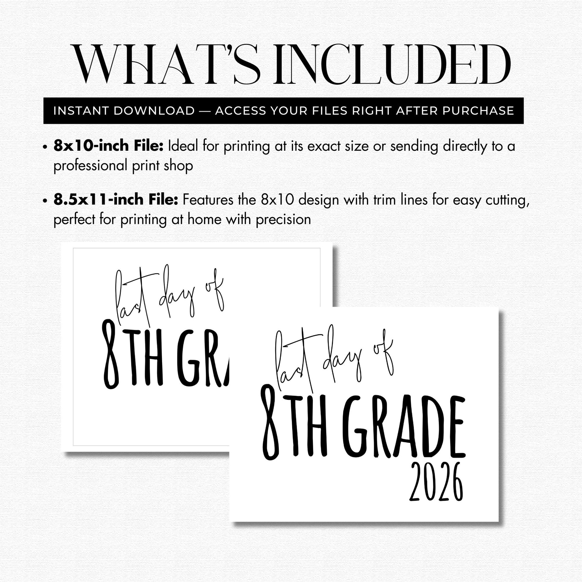 Text overlay on a white background with 'Last Day of 8th Grade 2026' design.