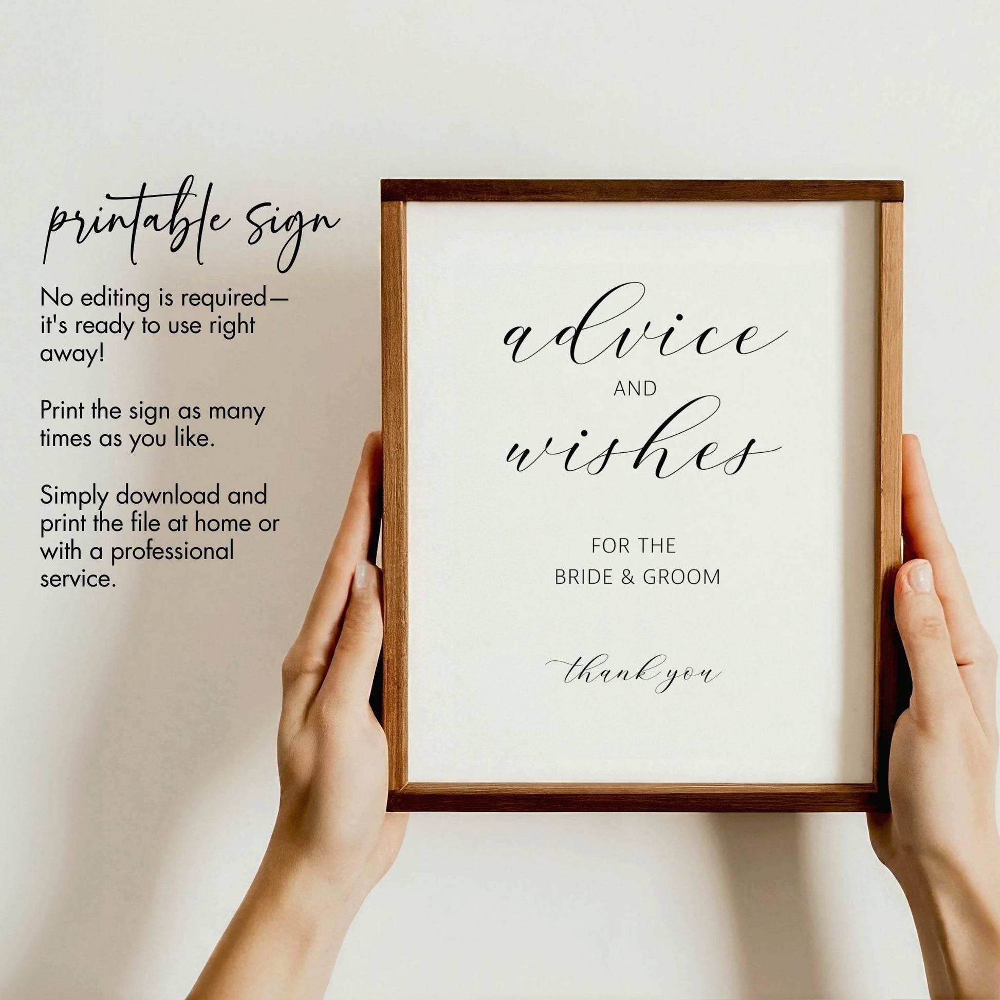 Advice and Wishes for the Bride & Groom Sign | Elegant Wedding Keepsake | Guest Message Sign | Printable 8x10 Sign | Instant Download