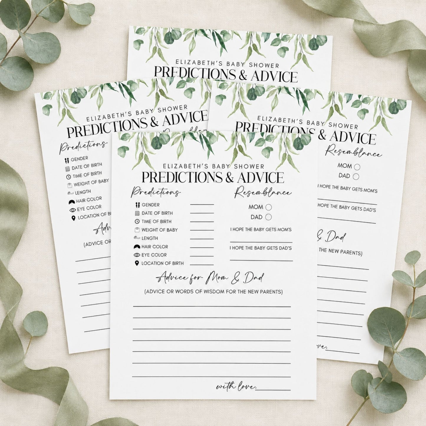 Custom Baby Shower Predictions and Advice Cards | Minimalist Modern Keepsake (Copy)