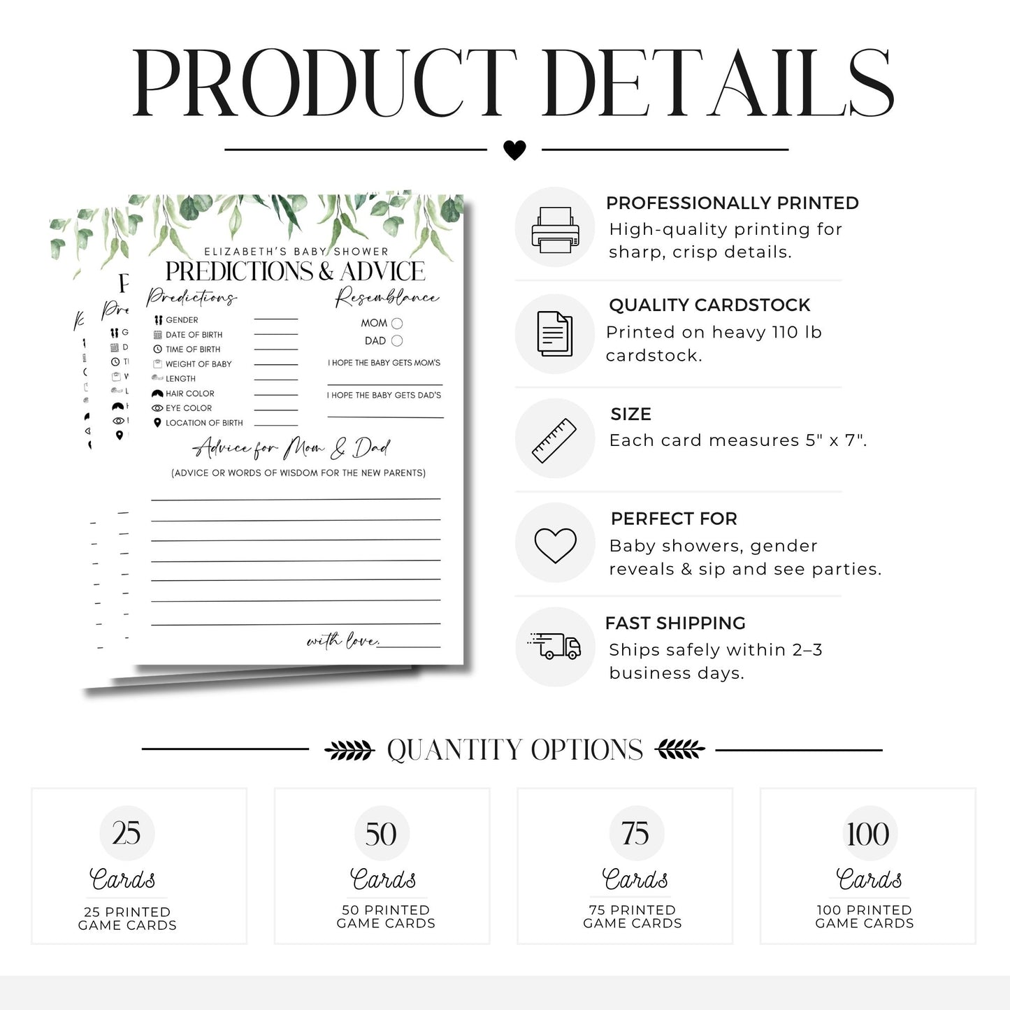 Custom Baby Shower Predictions and Advice Cards | Minimalist Modern Keepsake (Copy)