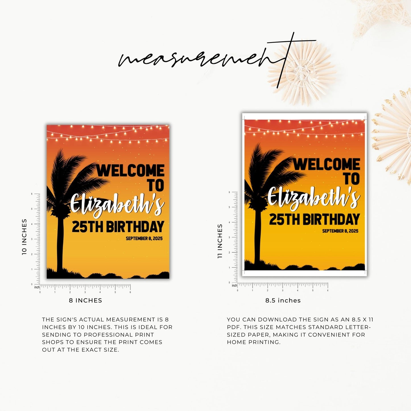 Tropical Sunset Birthday Welcome Sign