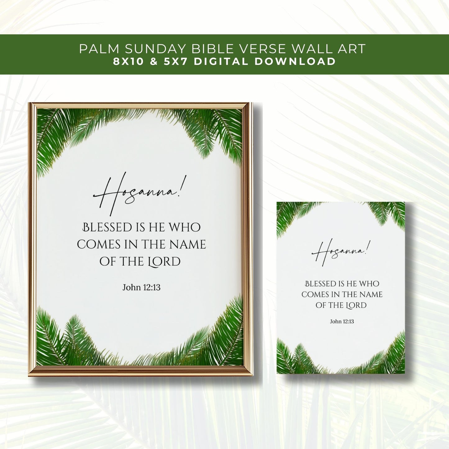 Hosanna Bible Verse Wall Art | Palm Sunday Christian Home Decor | John 12:13