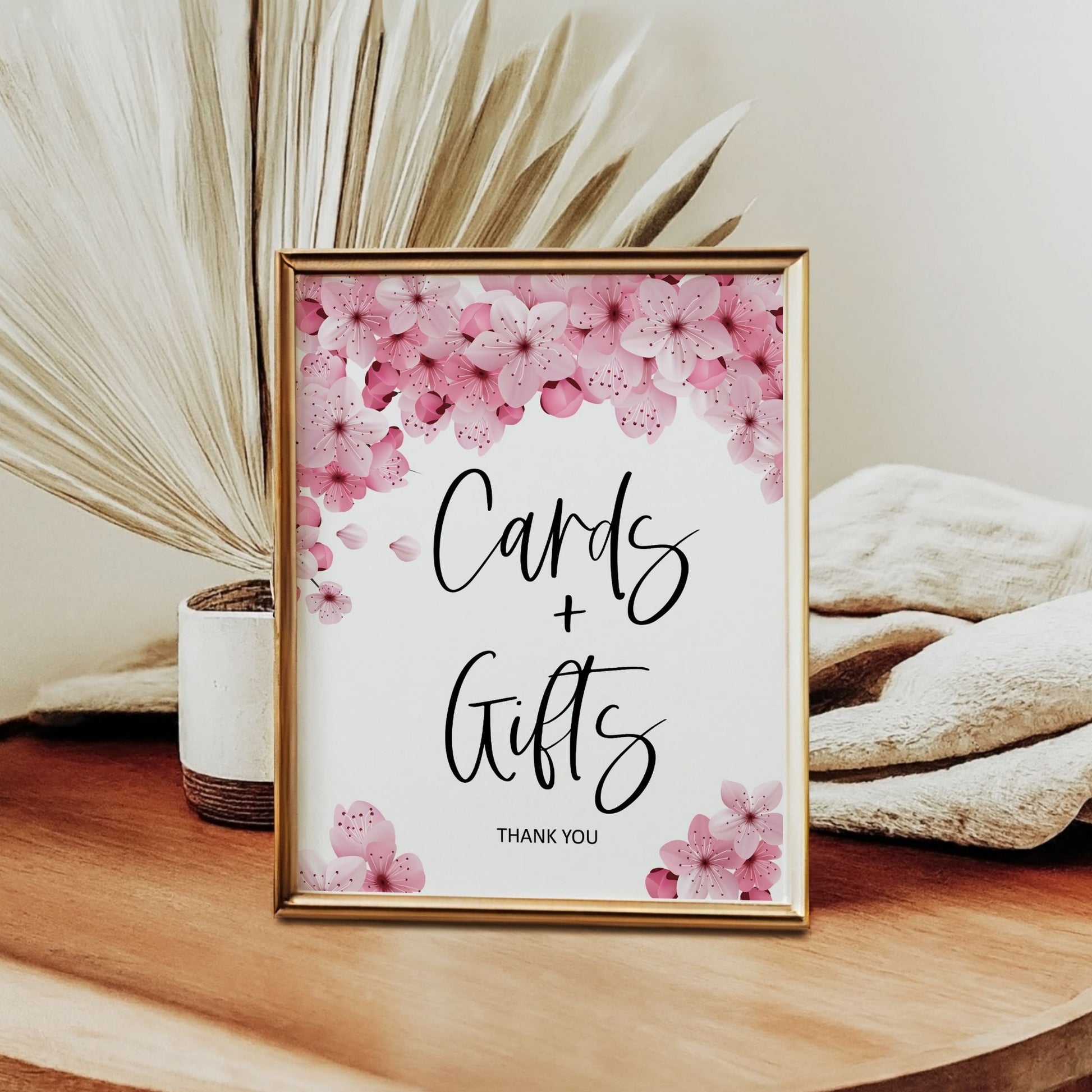 Floral Cards and Gifts Sign | Printable 8x10 Pink Blossom Theme | Perfect for Weddings, Bridal Showers, Baby Showers, Birthdays, and Events