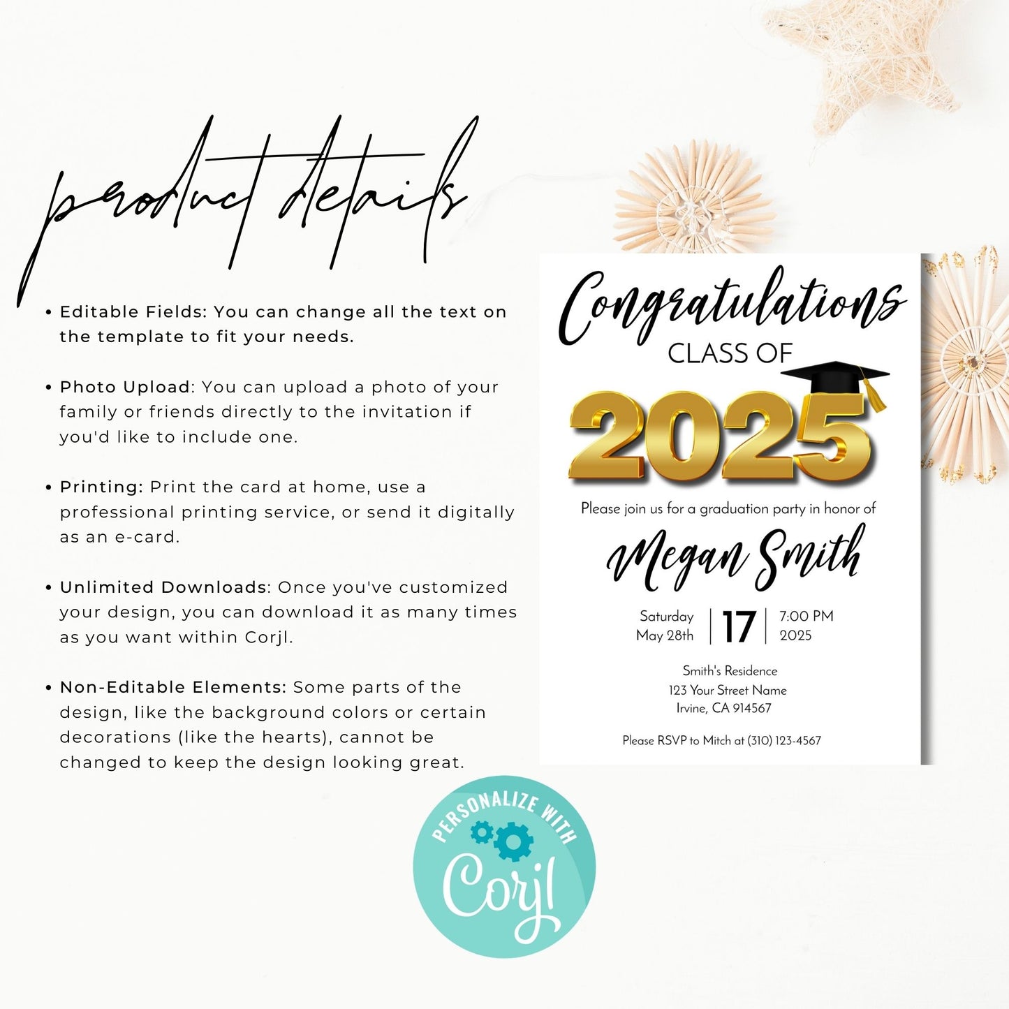 Class of 2025 Graduation Invitation Template