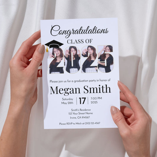 Class of 2025 Graduation Party Invitation Template Editable in Corjl, Photo Graduation Invite, Instant Download Printable, Graduation Announcement