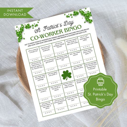 St. Patrick's Day Find  Your Co-Worker Bingo