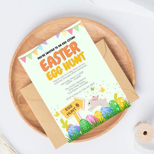 Editable Easter Egg Hunt Invitation Template | Bunny Brunch Party Invite | Corjl Instant Download