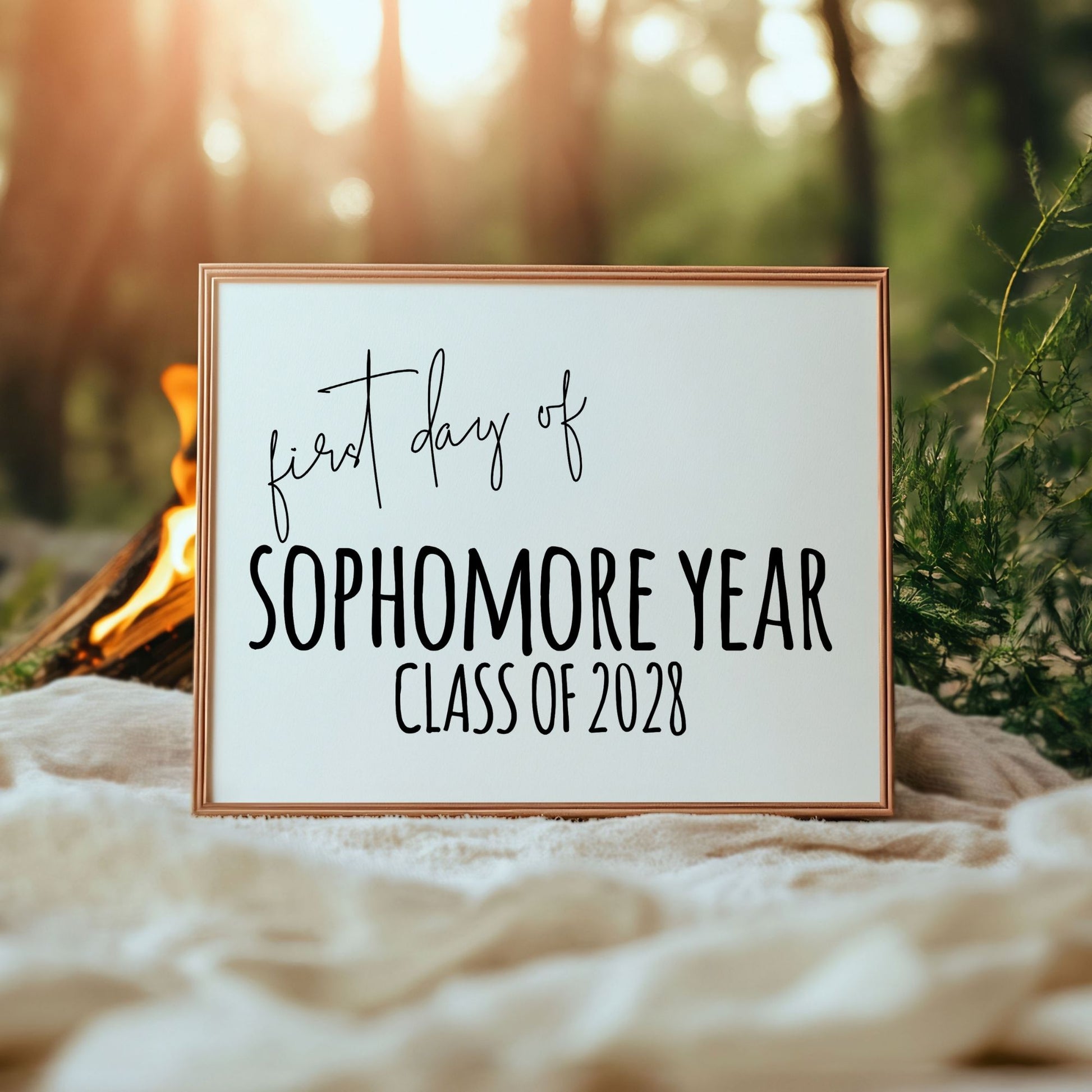 First Day of Sophomore Year Class of 2028 Printable Sign 8x10 Digital Download Minimalist Black and White Back-to-School Photo Prop