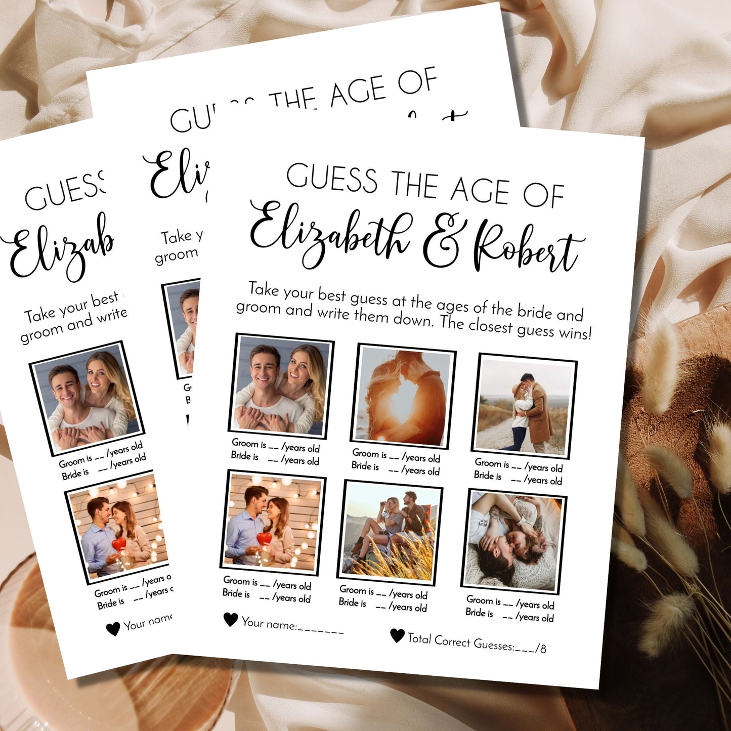 Guess the Age of the Bride and Groom Game Template