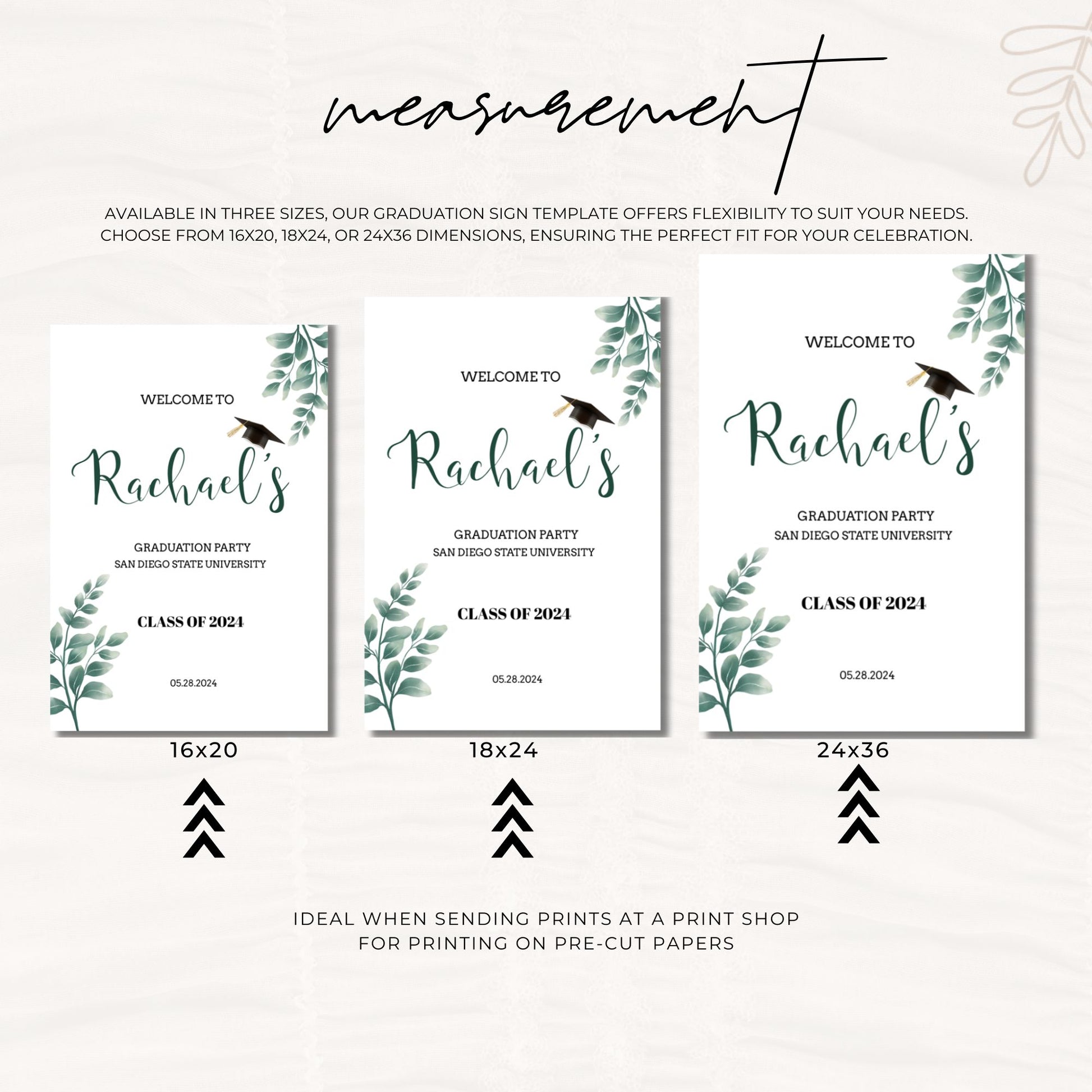 Graduation Party Sign Template Greenery 