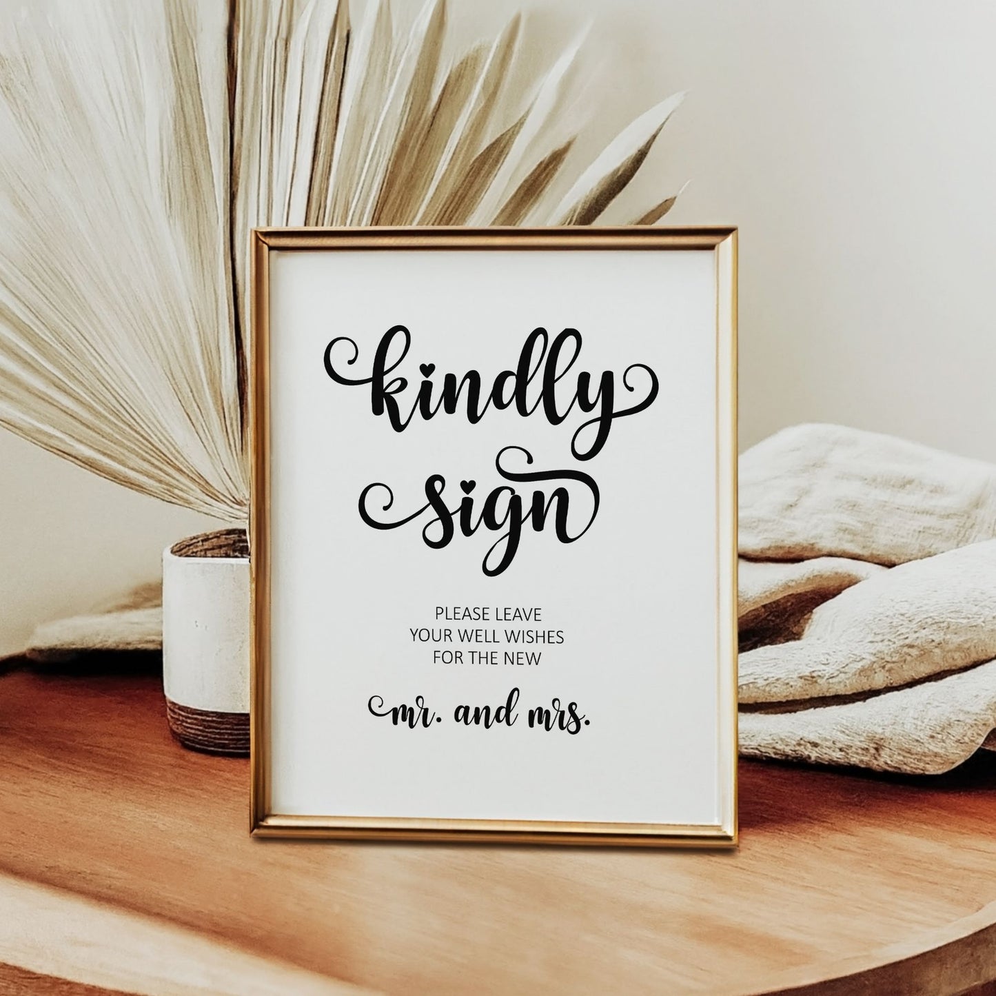 "Kindly Sign" Guest Book Sign | Well Wishes for the Mr. & Mrs. | Wedding Decor Printable | 8x10 Instant Download | Wedding Reception Sign