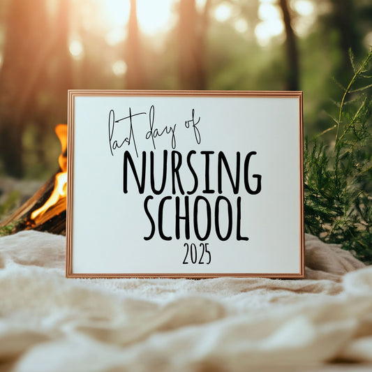 Mark this incredible milestone with a sleek and stylish black-and-white printable sign. This 8x10 digital download is perfect for nursing students, teachers, or as a photo prop for graduation celebrations.