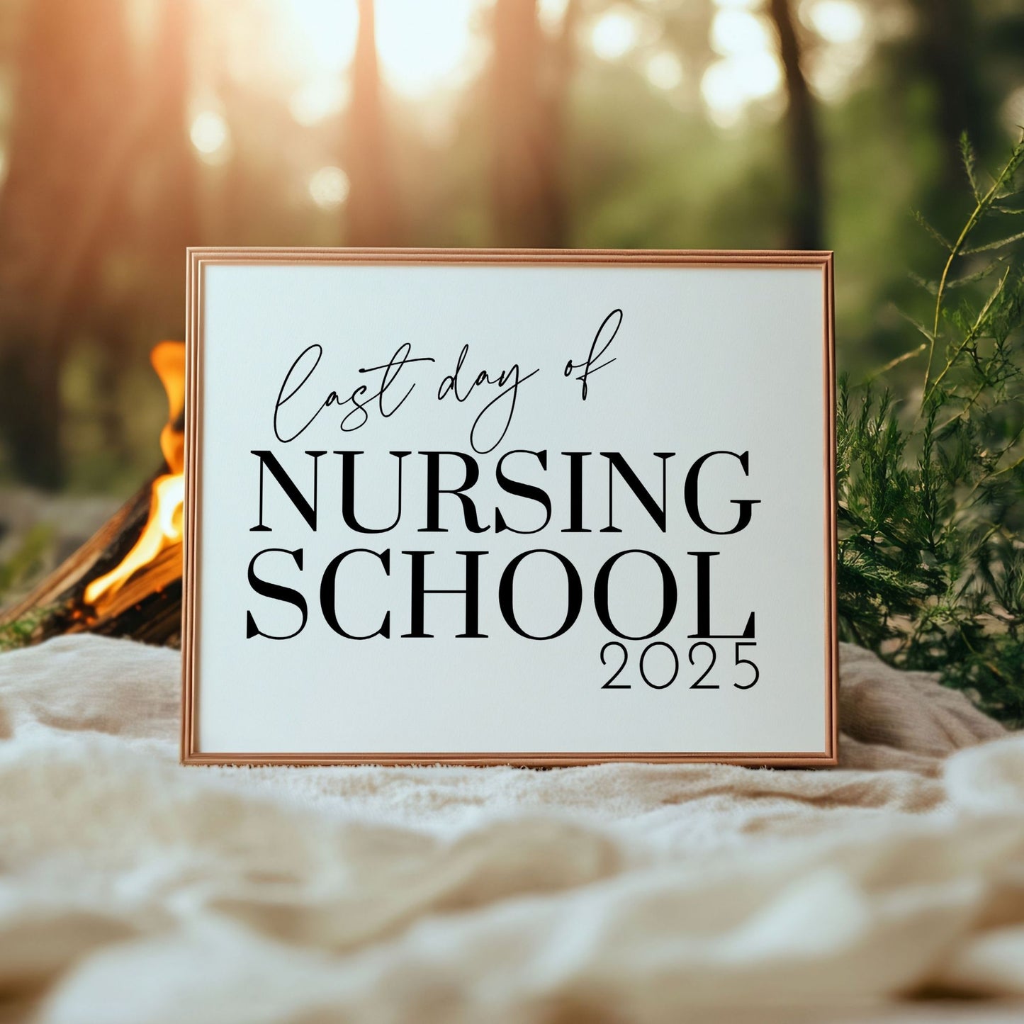 Elegant Last Day of Nursing School 2025 Printable Sign 8x10 Black and White Minimalist Design for Students, Graduates, and Teachers