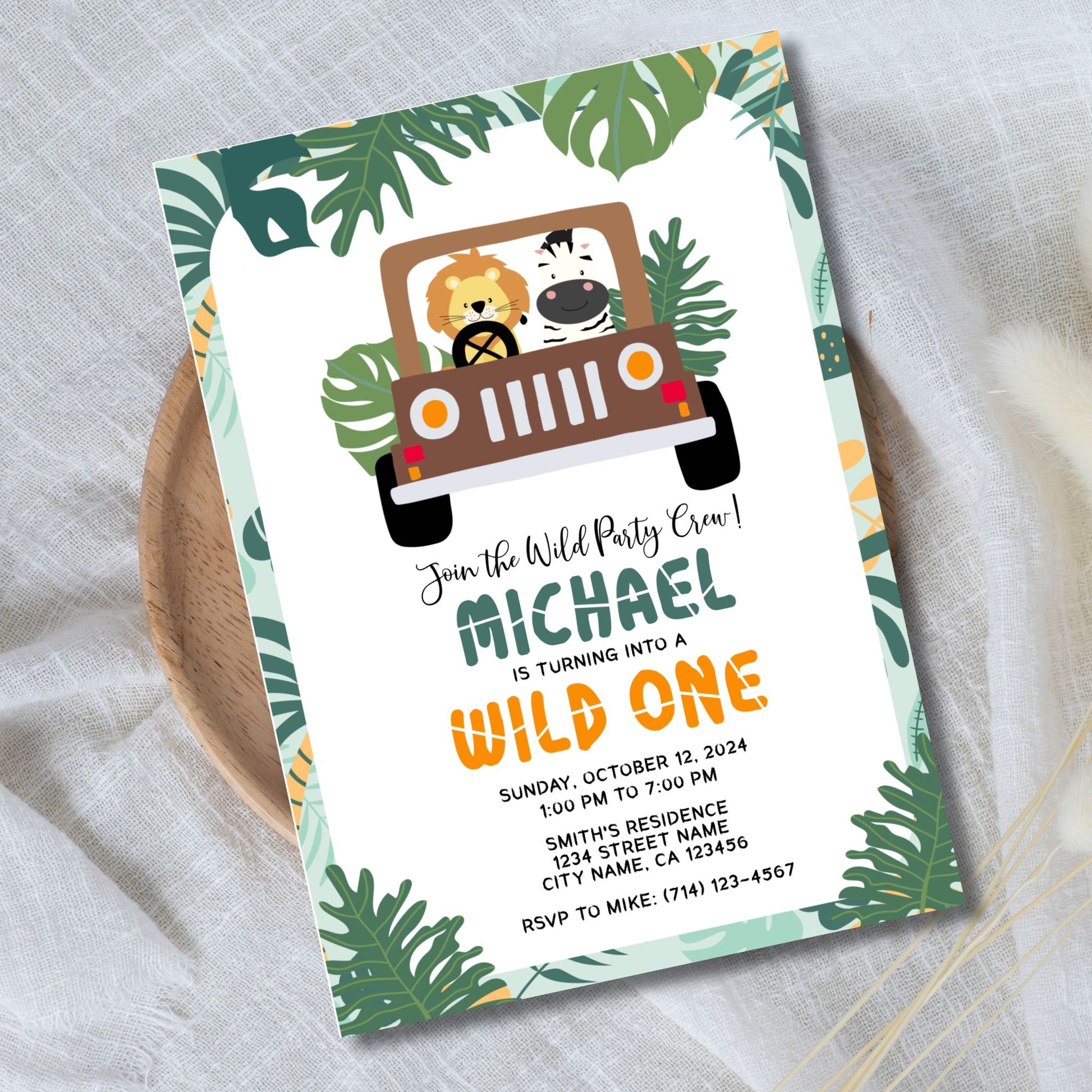 Wild One 1st Birthday Invitation Template