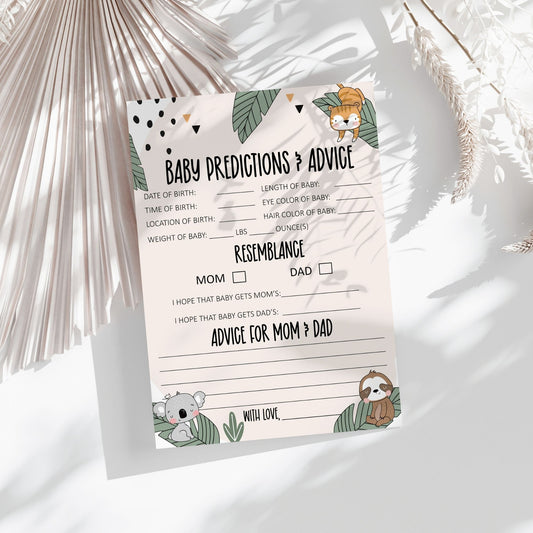 Baby Predictions and Advice Game, 5x7 Printable with 8.5x11 PDF & JPEG Included, Fun Baby Shower Activity, Instant Download