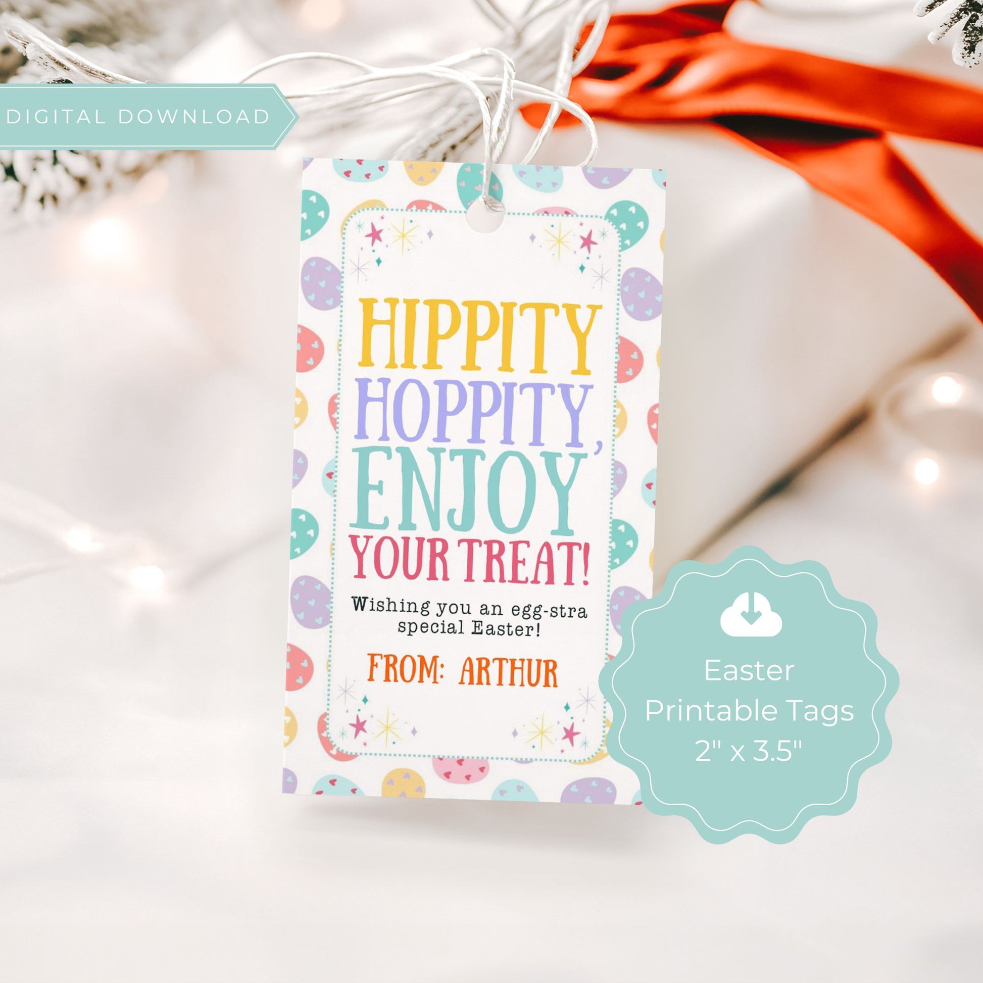 Editable Easter Favor Tags | Hippity Hoppity Treat Tags | Easter Basket Tag | Printable Gift Tag | Instant Download | Corjl Template