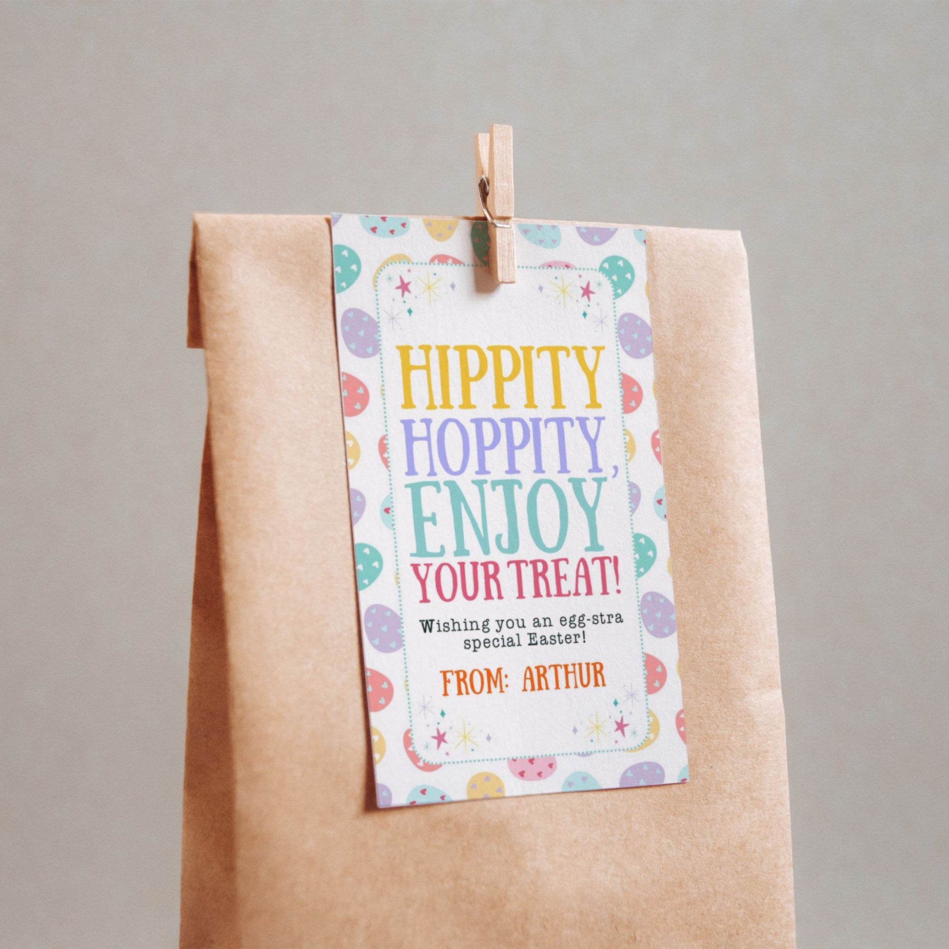 Editable Easter Favor Tags | Hippity Hoppity Treat Tags | Easter Basket Tag | Printable Gift Tag | Instant Download | Corjl Template
