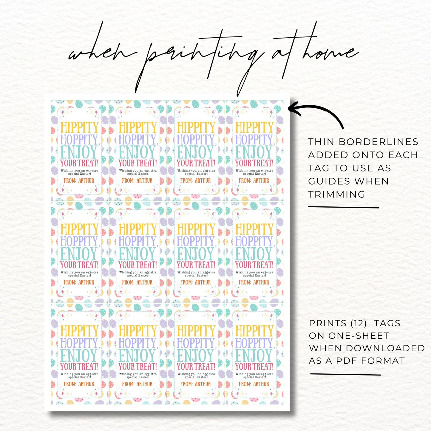 Hippity Hoppity Easter Treat Tags 2x3.5