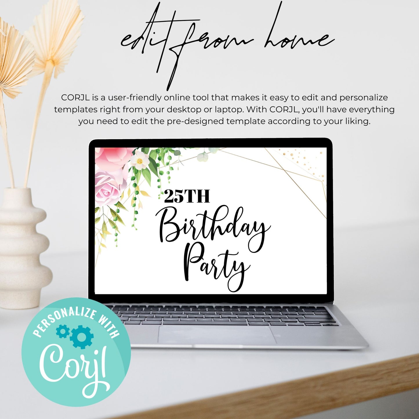 Editable Any Age Birthday Party Invitation Template 5x7