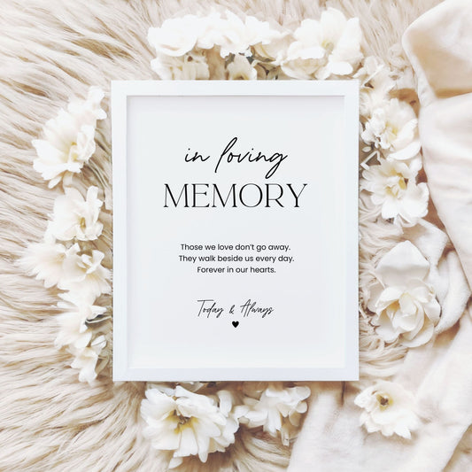 In Loving Memory Sign Printable, Memorial Service Sign, Funeral Table Decoration, Celebration of Life Digital Download, 8x10 JPG PDF