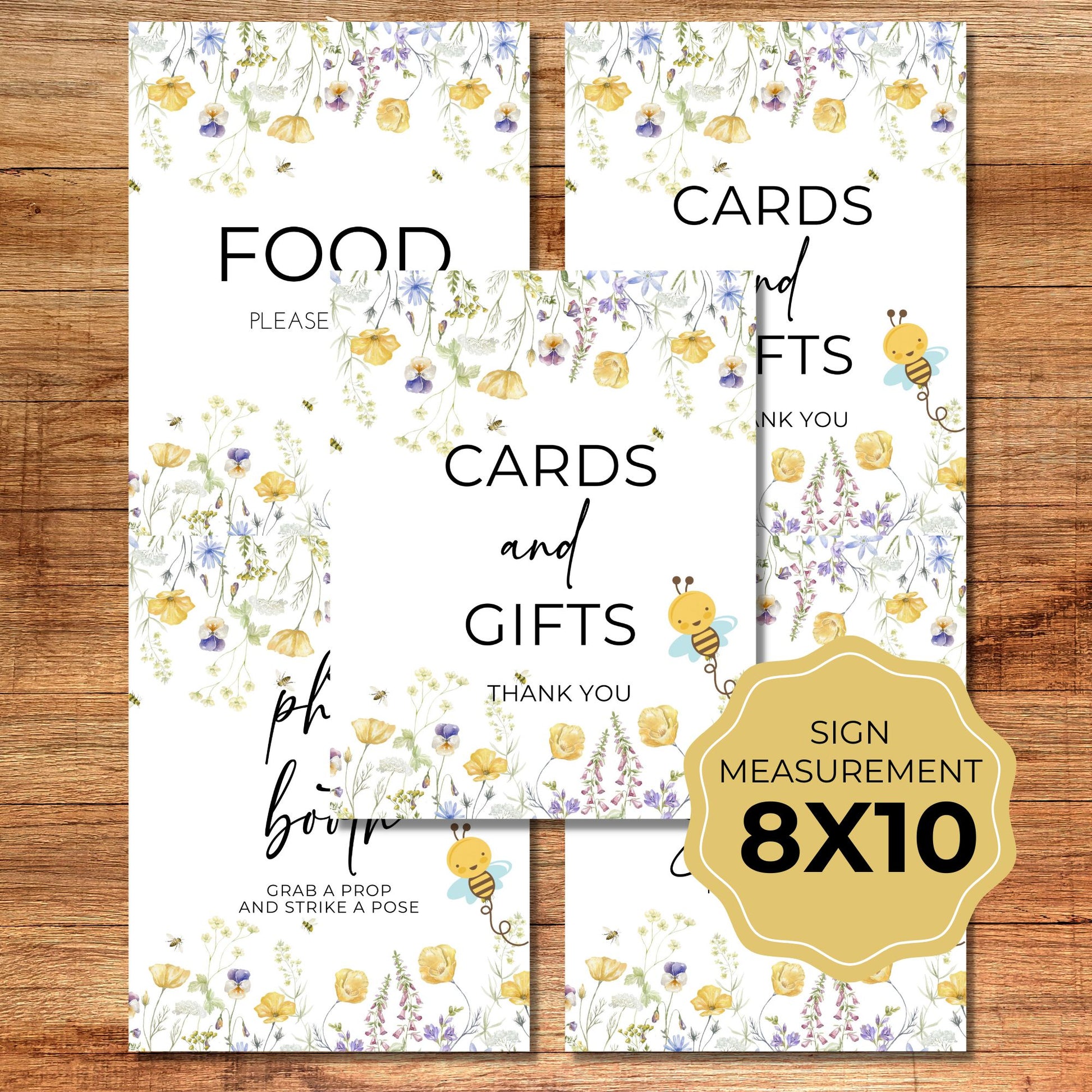 Baby Shower Signs Bundle - Wildflower Bee Theme