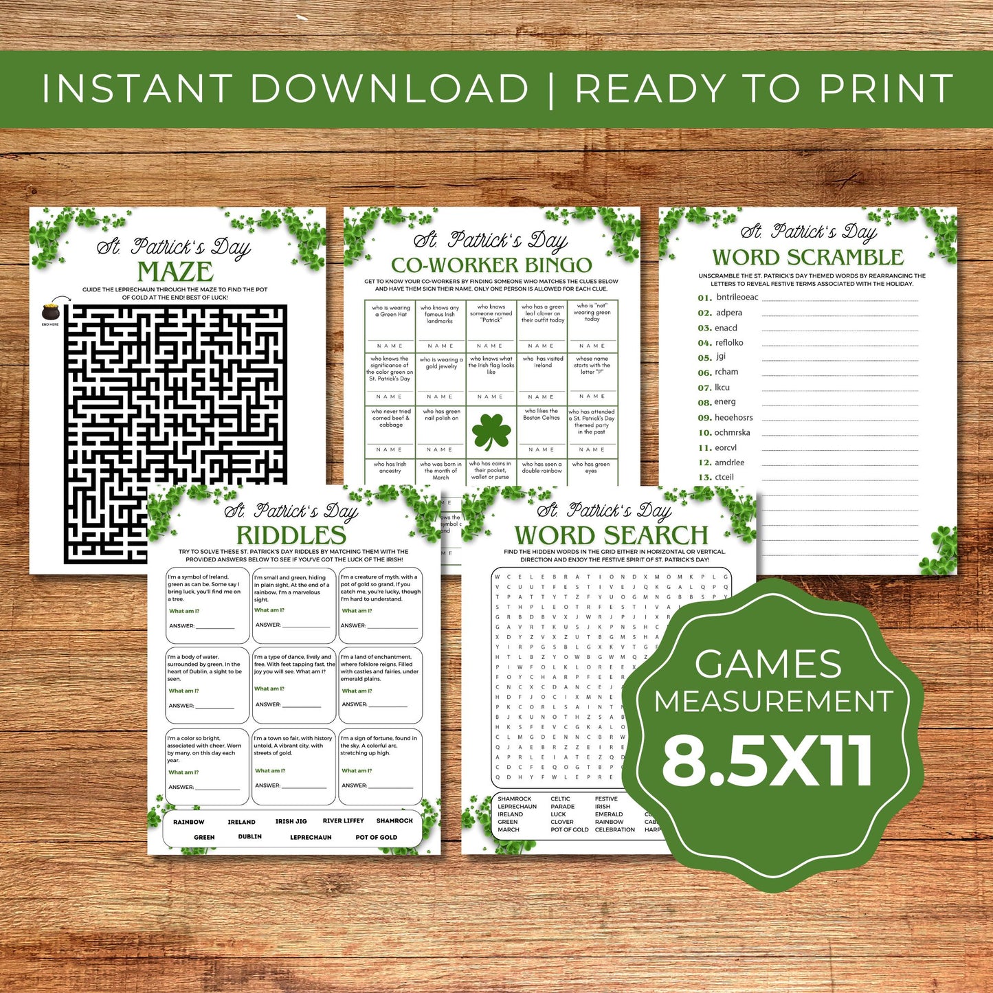 St. Patrick's Day Party Game Bundle