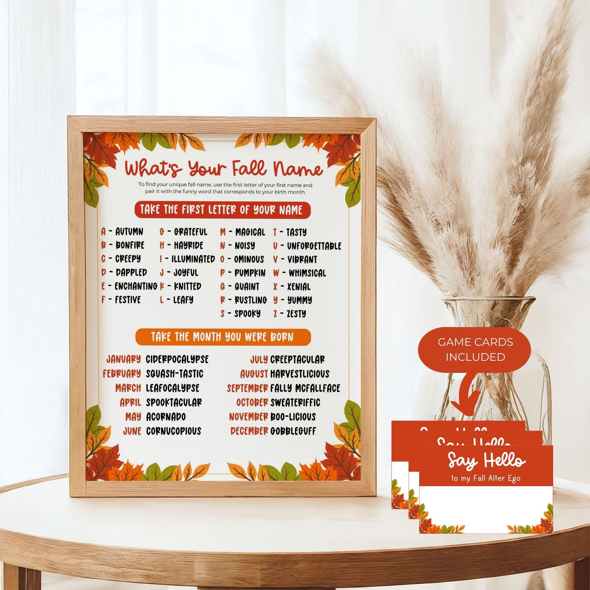 What's Your Fall Name Game Printable – Droo & Aya