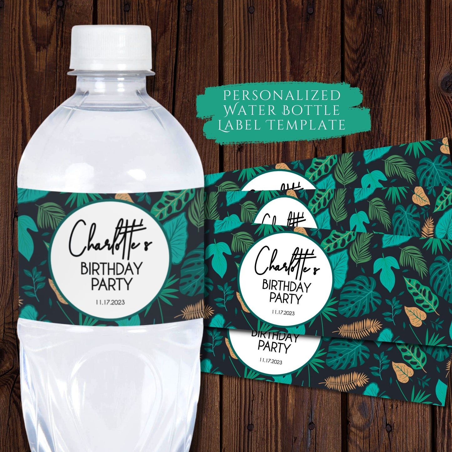 Tropical Water Bottle Label Template